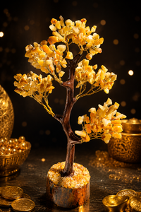 Handmade Yellow <b>Crystal</b> Money <b>Tree</b> Natural Gemstone Bonsai Decorative Stone <b>Tree</b> Feng Shui Desk Ornament - Product Image 1