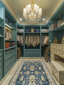 Mueble de Dormitorio Independiente en Forma de U, Color Azul Real Francés, con Tocador y Almacenamiento Hechos a <span class=keywords><strong>Mano</strong></span> - Product Image 4