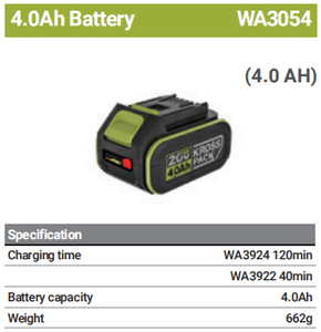 Batterie au lithium WA3054 4,0 Ah 20 V haute puissance rechargeable pour équipement électrique extérieur - Product Image 2