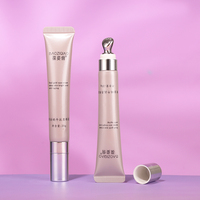 Tube cosmétique en plastique de 10 ml avec bouchon en alliage de zinc de luxe, applicateur de massage, emballage personnalisé haut de gamme, tube souple pour le soin des yeux