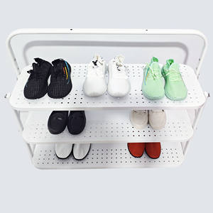 Espositore per scarpe pieghevole in metallo su misura per la casa colore <span class=keywords><strong>rosa</strong></span> verde espositore a 3 livelli moderno e classico - Product Image 6