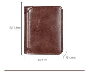 Cartera corta ultrafina de cuero genuino para hombre Cartera de cuero triple A LA MODA - Product Image 2