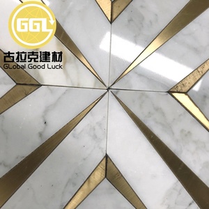 Pietra in ottone marmo intarsio piastrelle a getto d'acqua <span class=keywords><strong>mosaico</strong></span> <span class=keywords><strong>per</strong></span> la cucina backsplash - Product Image 6