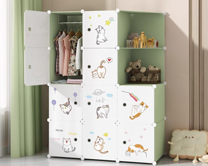 Armoire simple en plastique rose durable, armoire de rangement en tissu épaissi pour la chambre familiale, la chambre locative, les systèmes d'organisation de placards - Product Image 4