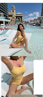 Nuevo Traje de Baño Coreano de Una Pieza con Estampado a Cuadros, Estilo Fresco y Delgado, para Aguas Termales, Venta al por Mayor de Bikinis