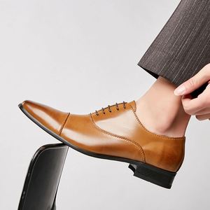2025 New Model Business Leather Formal Men's Square Toe <b>Height</b> <b>Increasing</b> Lace-Up Wedding <b>Shoes</b> British Style - Product Image 5