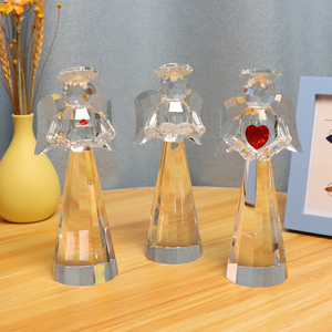 Vente en gros de <span class=keywords><strong>branches</strong></span> abstraites au design moderne, ange priant en <span class=keywords><strong>cristal</strong></span> avec bougeoir en forme de cœur, artisanat de table en verre pour la fête des mères - Product Image 2