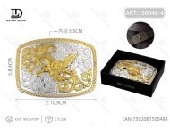Fibbia per Cintura Grande in Argento con Dettagli in Oro, Rotonda e Quadrata, Placcata, 5.0cm - Product Image 1
