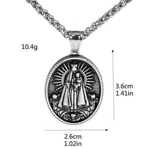 Collar con Colgante de la Virgen María en Acero Inoxidable para Hombre, Joyería Religiosa, Cadena con Dije Ovalado para Uso Religioso - Product Image 5