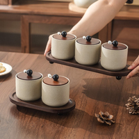 Cadeau de pendaison de crémaillère : Ensemble de pots à condiments en céramique rustique à perles rondes avec plateau, style ferme, ustensiles de cuisine