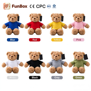 Funbox Orsacchiotti di <span class=keywords><strong>Peluche</strong></span> Promozionali Personalizzati con Logo, Basso MOQ, 20 <span class=keywords><strong>CM</strong></span> <span class=keywords><strong>30</strong></span> <span class=keywords><strong>CM</strong></span>, con Maglietta - Product Image 1