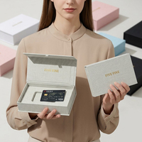 Boîte de luxe en papier texturé pour cartes de membre - Boîte d'emballage pour cartes-cadeaux - Boîte pour cartes de crédit - Boîte pour cartes de fidélité - Boîte d'emballage pour cartes de visite