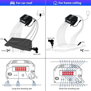 Kit de Luces de Techo de Fibra Óptica para Automóvil, 12W RGBW, Control Remoto por Aplicación, Efecto de Lluvia de Estrellas - Product Image 6