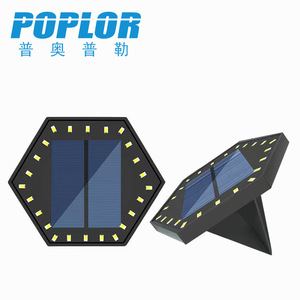 Poplor Solar Lawn <b>Light</b> 24 <b>Led</b> Outdoor Garden Ground Lamp With <b>Light</b> <b>Sensor</b> For Patio Landscape - Product Image 1