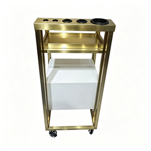 Carrito de Manicura de Lujo con Marco Metálico Dorado, Carrito Rodante Blanco para Salón de Belleza con Cajones y Porta Botellas, Carrito de Almacenamiento para Salón de Belleza - Product Image 6