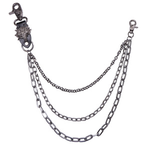 Wolf <b>Head</b> Cowhide Multi Layer Trouser Chain Gunmetal Color Punk <b>Style</b> Waist Chain For Casual Wear Double Ring Design - Product Image 5