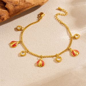 Fashion Charm Bracelets Stainless Steel Gold Tone Butterfly Flower Lip Pendant Women's Jewelry Gift Accessory - Product Image 4