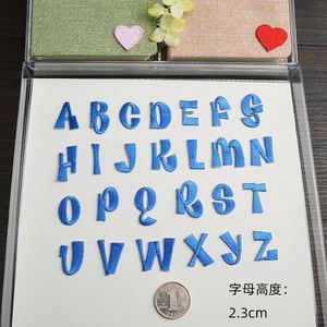 Patch brodé thermocollant/de type autocollant de 2,5 cm, motif mini lettre, blanc, rose vif, noir, violet - Product Image 6