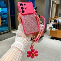 Étui de téléphone de luxe tendance à sequins losanges et paillettes avec cordon tournesol pour Samsung S22 S23 S24 S25 S26 Ultra A57 A56 A36 A07