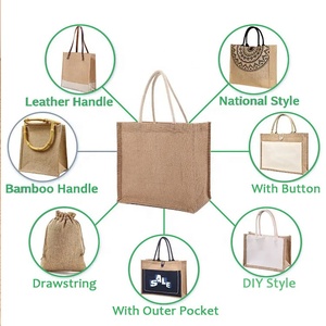 Biểu Tượng Tùy Chỉnh In Quà Tặng Bao Bì Mua Sắm Siêu Thị Khuyến Mãi Trắng Vải Bố Splice Tùy Chỉnh In Trống Đay Thị Trường Túi - Product Image 4