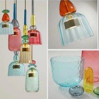 Luminaire suspendu en verre coloré nordique, lampe suspendue artistique moderne, lustre en verre personnalisé pour la salle à manger, décoration de salon
