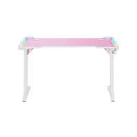 Meubles personnalisables à succès pour le jeu, pieds de table en forme de Z, bureau de jeu rose avec porte-gobelet, plateau en panneaux de particules de 18 mm