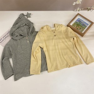 Tongxingyuan Baby Girl Hooded Sweatshirt Striped Cotton Long Sleeve Spring Autumn Clothing Kids Top Yellow Gray - Product Image 4