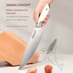 سكين طاهٍ من سلسلة LOOK Whale الجديد من الفولاذ المقاوم للصدأ بحافة 8 بوصات شفرات فائقة الحدة ومزود بمقبض مصنوع من مادة ABS - Product Image 3