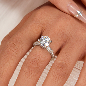 Anillos de Compromiso de Plata 925 con Circonita Cúbica de Corte Radiante <span class=keywords><strong>y</strong></span> Baño de Rodio para Mujer, Diseño de Eternidad, Promesa de Amor, para Uso Diario - Product Image 3