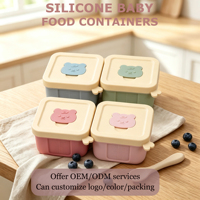 Conteneur portable pour aliments pour bébés avec blocs réfrigérants, boîte de rangement alimentaire miniature en silicone réutilisable pour l'extérieur, tasse à eau, vaisselle