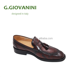Mocasines de Vestir <span class=keywords><strong>Azul</strong></span> Marino de Alta Gama, Mocasines de Cuero Pintados a Mano con Borlas - Product Image 3