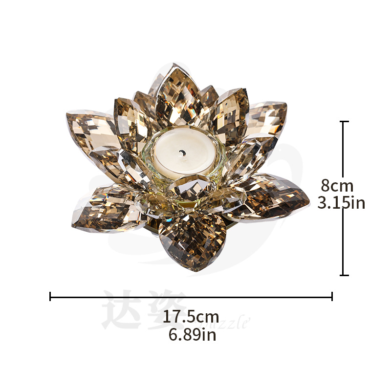 Medium-sized champagne-colored lotus candlestick