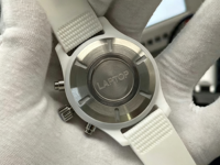 Montre mécanique automatique de luxe pour homme, de haute qualité, avec boîtier en céramique blanche, bracelet en caoutchouc, chronographe, calendrier et affichage de la semaine