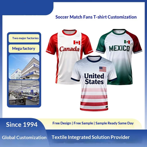 Maillots d'équipe et T-shirts de supporter personnalisés à manches courtes pour l'événement de football États-Unis-Mexique Été 2026, sublimation transfrontalière - Product Image 5