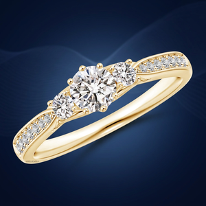 Bague en diamant vintage certifiée IGI, taille brillant, diamants latéraux, cadeau de fiançailles et de mariage, or 10K 14K 18K, argent 925 935 - Product Image 1