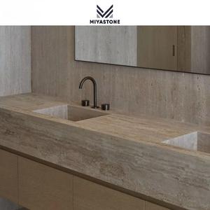 Encimera de tocador de travertino Natural Beige moderno de alta calidad MIYA STONE para baño, sala de lavado, Villa - Product Image 1