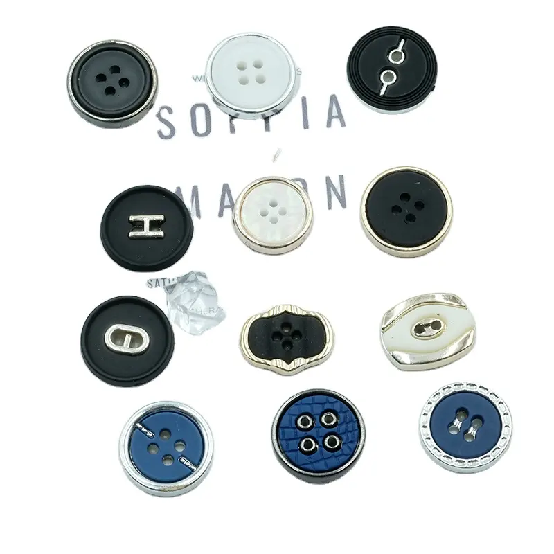 Üreticiler plastik yuvarlak şekiller düğmeler çift düzleştirilmiş giyim için 2 ve 4 delikli düz arka düğmeler üretiyor