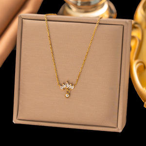 MWイタリア18ゴールドPVD真空プレートジュエリー防水ハートターコイズ飛行機テールビンテージパーティーステンレススチールネックレスユニセックス - Product Image 3