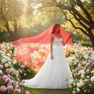 Voile de mariée ILAN en tulle rouge 150x200cm, accessoires de mariage - Product Image 2