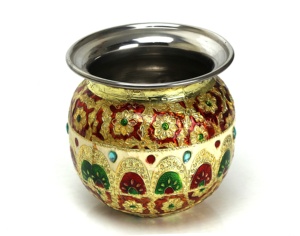 Meenakari Steel Enamel Work Kalash <b>Lota</b> Flower Design Indoor & Outdoor Decorative Showpiece Wedding Gifted Item - Product Image 1