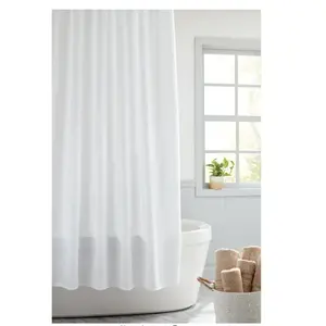 Fábrica Pronto Feito Macio Cor Branca Cortina Voile Sheer Modern Waffle Cortinas De Chuveiro