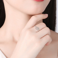 En gros Simple Mode 925 Sterling Argent Double Coeur D'amour Femmes Bijoux Anneau