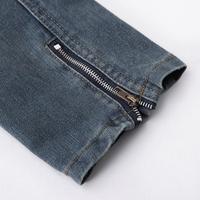 Blouson en jean délavé dégradé avec fermeture éclair pour homme, coupe oversize, style streetwear, décontracté, type bomber ou varsity