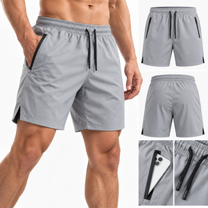 Custom Gym <b>Shorts</b> For Men Quick Dry Athletic Running Workout <b>Shorts</b> With <b>Zipper</b> Pockets OEM ODM Private Label Factory - Product Image 1