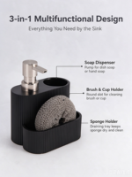 Distributeur de savon liquide en polyrésine avec pompe, flacon pour lavage des mains, conteneur de lotion pour cuisine, salle de bain, évier, comptoir