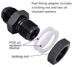 An6 nam nhôm Adapter bình nhiên liệu ốc vít, tế bào nhiên liệu vách ngăn phụ kiện chủ đề 6an kết nối, máy giặt cao su, đen - Product Image 2