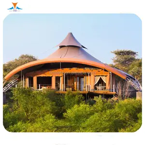 Prefab 2-4 people houses PVDF+Canvas material safari lodge glamp hotel tent for sale in south africa