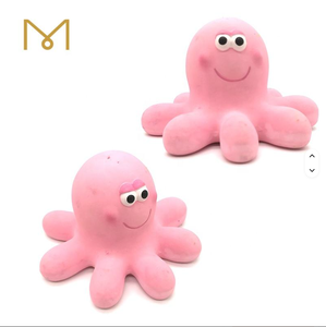 Juguete Chillón de Pulpo de Goma Suave Ecológico Personalizado, Sabor a Pollo, Animal Marino Rosa para Mascotas, Hecho de Látex - Product Image 1
