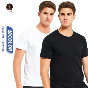 T-shirt blanc vente en gros personnalisé 100% coton t-shirt impression logo pour hommes t-shirts unis imprimé blanc noir t-shirt