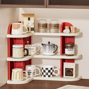 Plastic Standing Type Three-Layer L-shaped Cup <b>Storage</b> Rack for Tableware Multifunctional <b>Kitchen</b> <b>Corner</b> Draining Desktop Holder - Product Image 2
